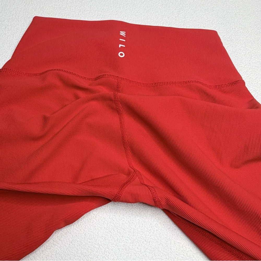 Wilo the Label Ribbed High-Waisted Leggings•Fire Red - Picture 5 of 11